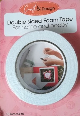 Taśma dwustronna biała Foam Tape 18 mm x 4 m