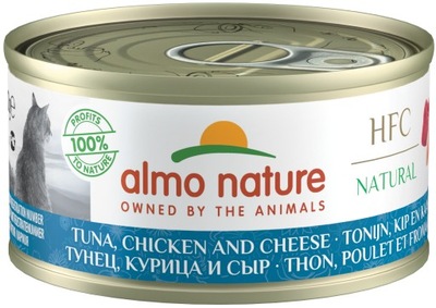 Almo Nature HFC Natural - TUŃCZYK KURCZAK SER - karma dla kota - puszka 70g