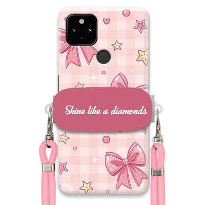 Etui Do GOOGLE PIXEL 4A 5G Różowy Sznurek + Uchwyt Pancerne Pink Shine Girl