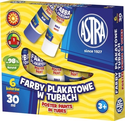 FARBY PLAKATOWE 6KOL TUBA 30ML ASTRA #0256