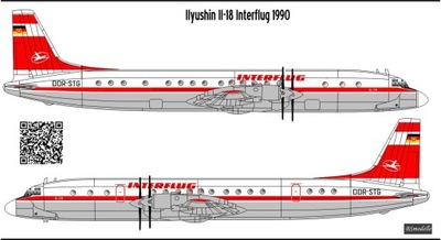 Kalkomanie Ilyushin IL-18 Interflug dla Veb Plasticart - BSmodelle