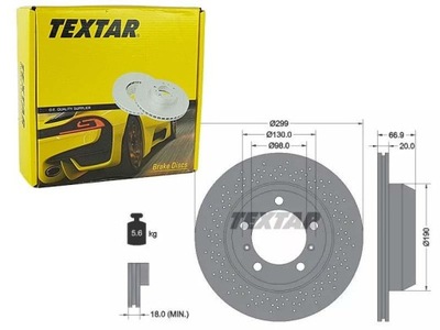 TEXTAR ГАЛЬМІВНІ ДИСКИ ГАЛЬМІВНІ ЗАД 92165303