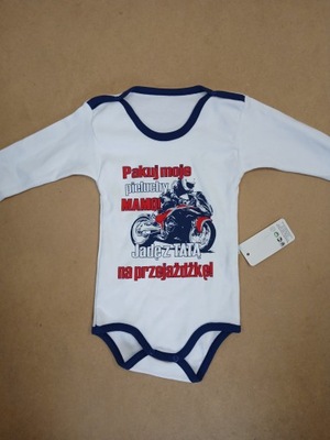 Body dziecięce niemowlęce długi rękaw z nadrukiem rozmiar 80
