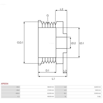 RUEDA PASOWE, ALTERNADOR AS-PL AP0034  