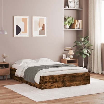 Rama łóżka z szufladami, przydymiony dąb, 120x200 cm