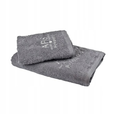 APIS Ręcznik Frotte 100% bawełny logo 50x100 szary