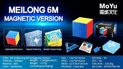 MOYU Meilong 6x6 V2 Magnetic Magic Speed Cube