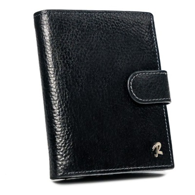 Rovicky kompaktowy męski portfel czarny skóra RFID