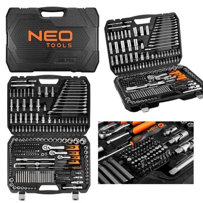 ZESTAW KLUCZY 300 ELEMENTÓW 1/2", 3/8", 1/4", SATYNOWE Neo Tools 10-218