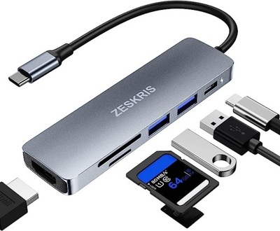 Rozdzielacz portów Hub USB Zeskris 6w1