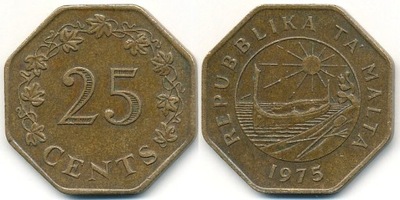 Malta 25 Cents - 1975r ... Monety