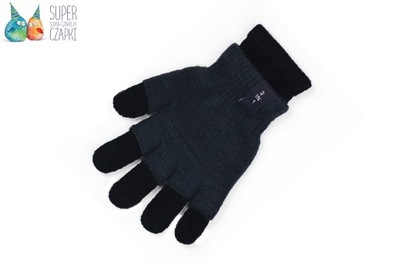 Rękawiczki pięciopalczaste 2w1 czarne 16cm