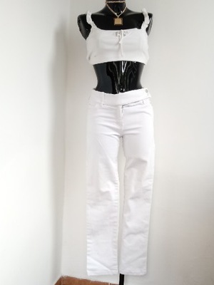 S 36 białe proste spodnie letnie jeansowe jeansy rurki niski stan y2k jeans