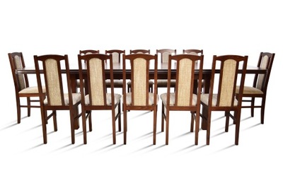 Duży zestaw do salonu drewniany Stół 3m 12 krzeseł