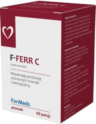 ForMeds F-FERR C 60 porcji ŻELAZO ODPORNOŚĆ Witamina C Anemia Odporność