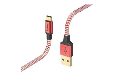 Kabel HAMA USB - USB-C 1,5M REFLECTED czerwony