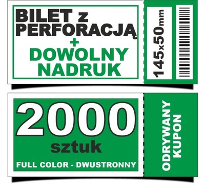 DRUK BILETÓW bilety z nadrukiem LOGO 2000 sztuk