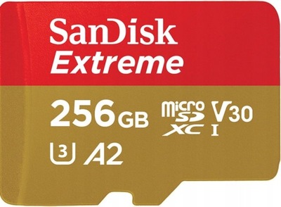 SANDISK EXTREME 256GB micro SD U3 A2 V30 160Mb/s