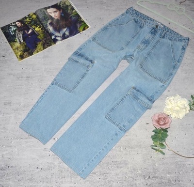 Atmosphere JEANS DENIM szeroka nogawka KIESZONKI jasne 42 XL