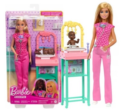 LALKA BARBIE LEKARZ PEDIATRA lalka Barbie doktor, lalka bobasek + akcesoria