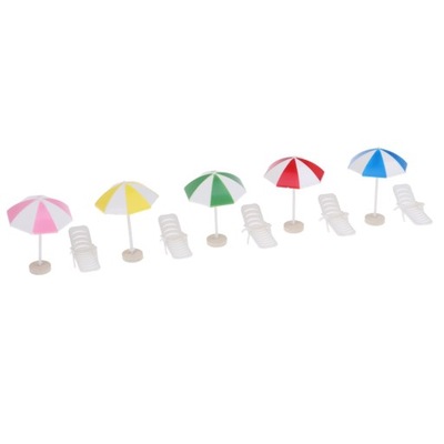 Colorful umbrellas and sun chairs - to