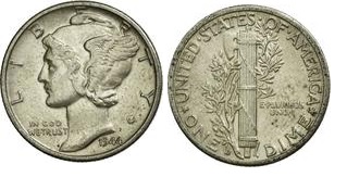 10 cent (1944) One dime USA - Mercury Mennica Philadelphia