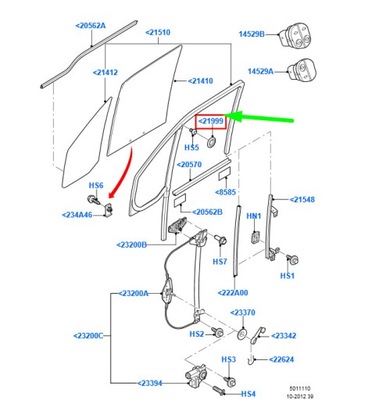 Ford transit connect mk1 передняя часть door window plug 4447831 original фото №1