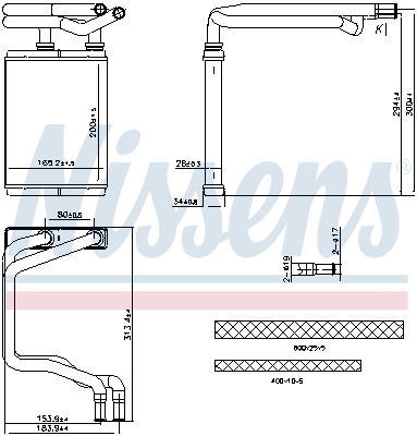 NISSENS 707291 WYMIENNIK CIEPLA, CALEFACCIÓN WNETRZ  