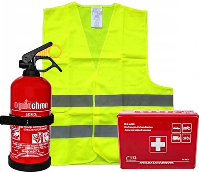 JUEGO PARA COCHE EXTINGUIDOR OGNIOCHRON 1KG CHALECO BOTIQUÍN  