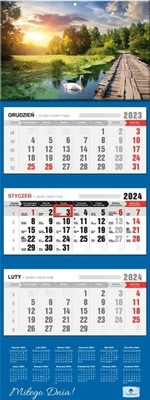 Kalendarz 2024 trójdzielny Mazury