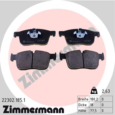 ZIMMERMANN JAGUAR F-PACE XE XF PADS FRONT 22302.185.1  