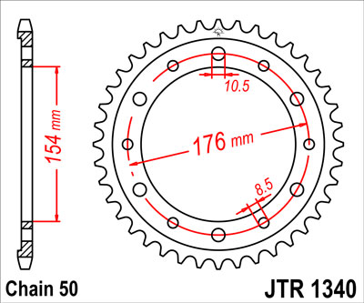 ENGRANAJE PARTE TRASERA JT 43-ZEBY VFR 750 1990-1997  