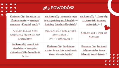 365 Powodów Kocham Cię! Walentynki lista nie słoik