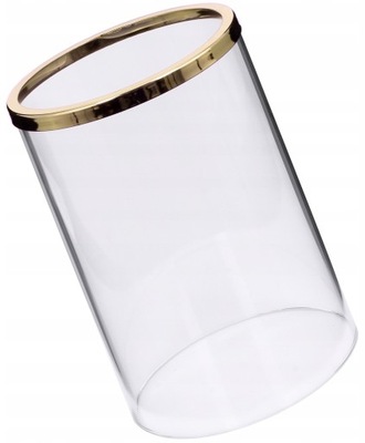 Klosz do Świecznika szklany z metalową złotą obwódką 10 x 15 cm