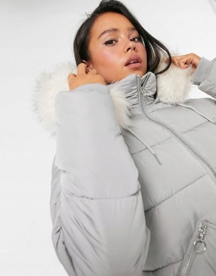 TOPSHOP_PIKOWANA KURTKA SZTUCZNE FUTERKO PARKA R36