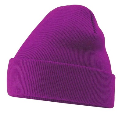 CIEPŁA CZAPKA ZIMOWA BEANIE MAGENTA DWIE WARSTWY