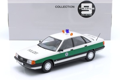 TRIPLE9 AUDI 100(C3) 1989 Polizei White/Green 1:18