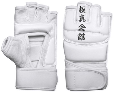 Rękawice karate Kyokushin JUNIOR napięstniki białe ochraniacze dłoni XL