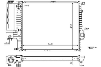 РАДИАТОР ДВИГАТЕЛЯ BMW 5 (E34) 1.8-2.5 06.87-07.96