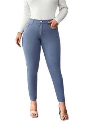 PLUS SIZE SPODNIE JEANSOWE RURKI SZARE 46 ŁJE