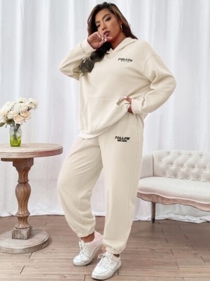 SHEIN PLUS SIZE SPODNIE DRESOWE BEŻOWE 48 V7A