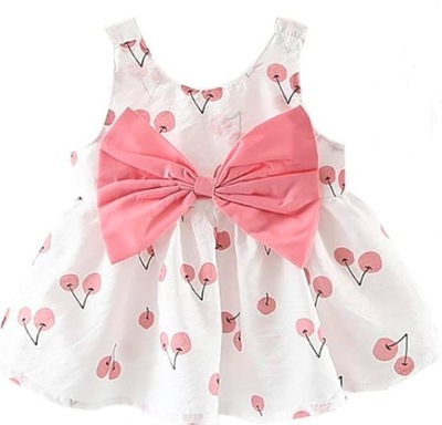PatPat Piękna słodka sukienka dla dziewczynki 9-12 miesięcy kokarda wiśnie