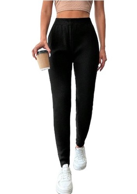 SHEIN SPODNIE DAMSKIE CZARNE WYSOKI STAN S ŁŁQ