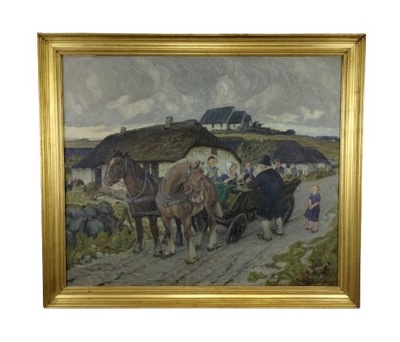 "Obraz olejny z 1934: Obwoźny handlarz, Lars Larsen 1881-1962"