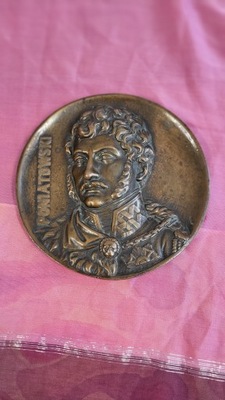 Medalion z mosiądzu, plakieta Józef Poniatowski