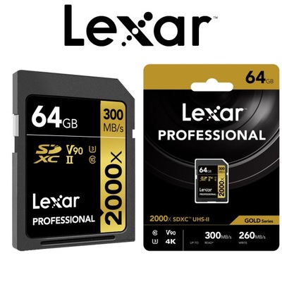 Karta pamięci Lexar 64GB 2000x SDXC UHS-II U3 V90 R300/W260 MB/s