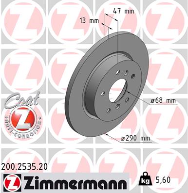 ZIMMERMANN 200.2535.20 ДИСК ТОРМОЗНОЙ