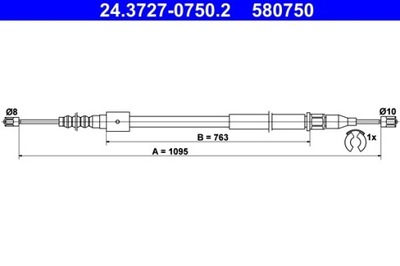 ТРОС ТОРМОЗА РУЧНОГО OPEL ЗАД CORSA/TIGRA 00-09 LE 24.3727-0750.2