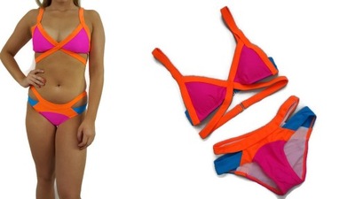 STRÓJ KĄPIELOWY BANDAŻOWY NEONOWE BIKINI ROZM S 36