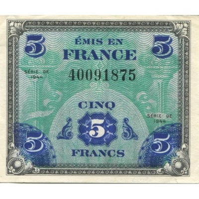 Francja, 5 Francs, Flag/France, 1944, 40091875, UN